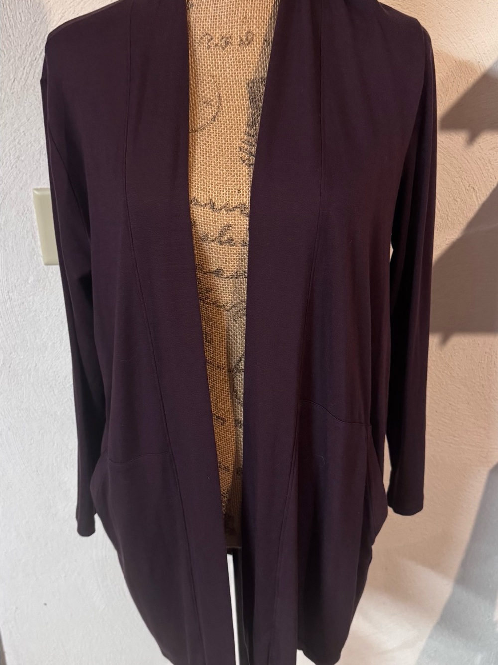 Eileen Fisher Open-Front Cardigan in Deep Plum